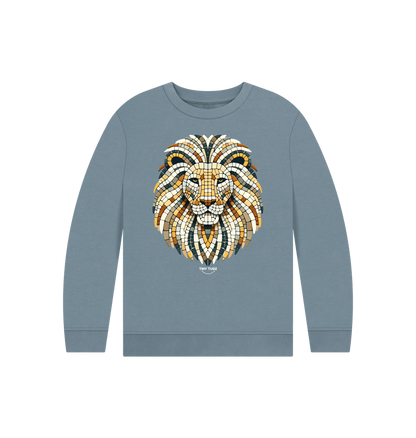Stone Blue Printed Kids Jumper