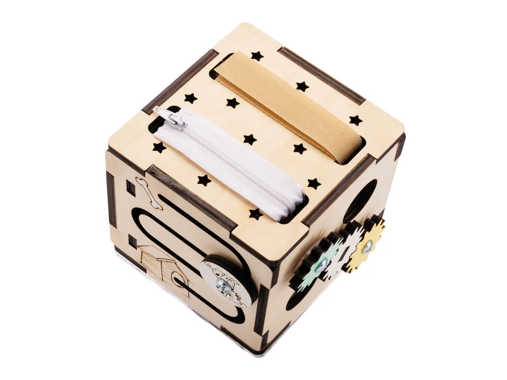Travel Activity Cube – 6-Sided Busy Board for Toddlers