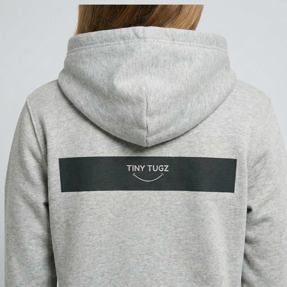 Tiny Tugz™ 100% Organic Cotton Kids Zip Hoodie – Stripe Logo – Grey