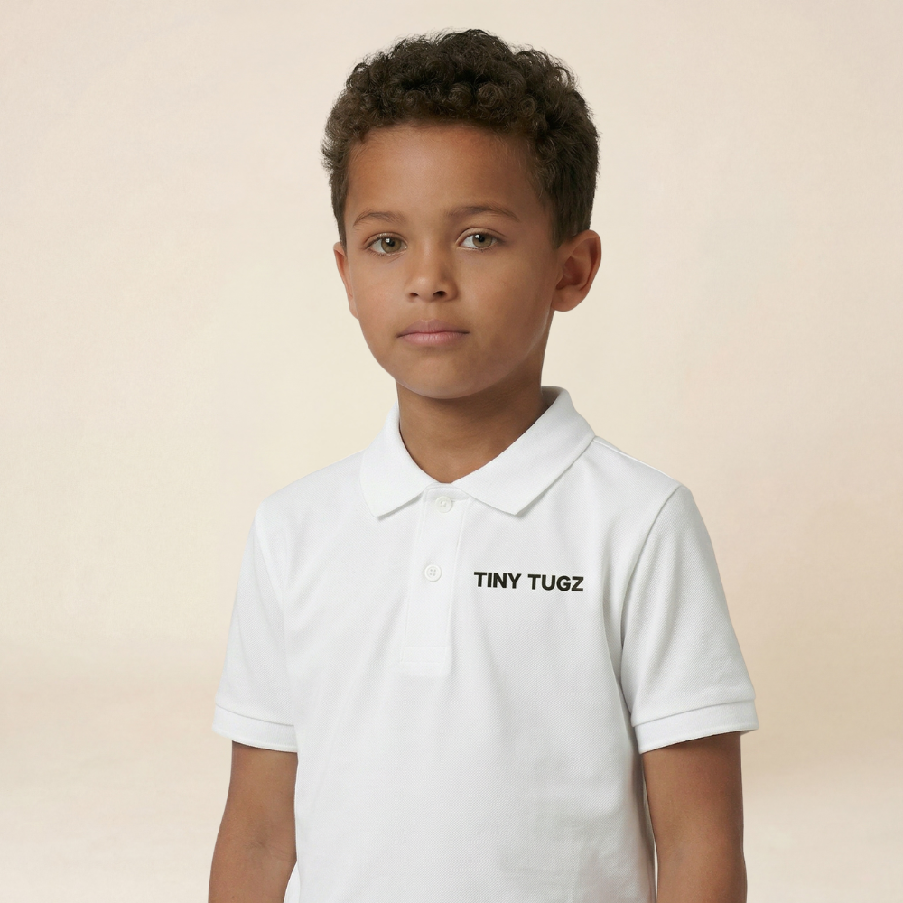 Kids Smart Casual Organic Cotton Set (White Polo + Navy Shorts)