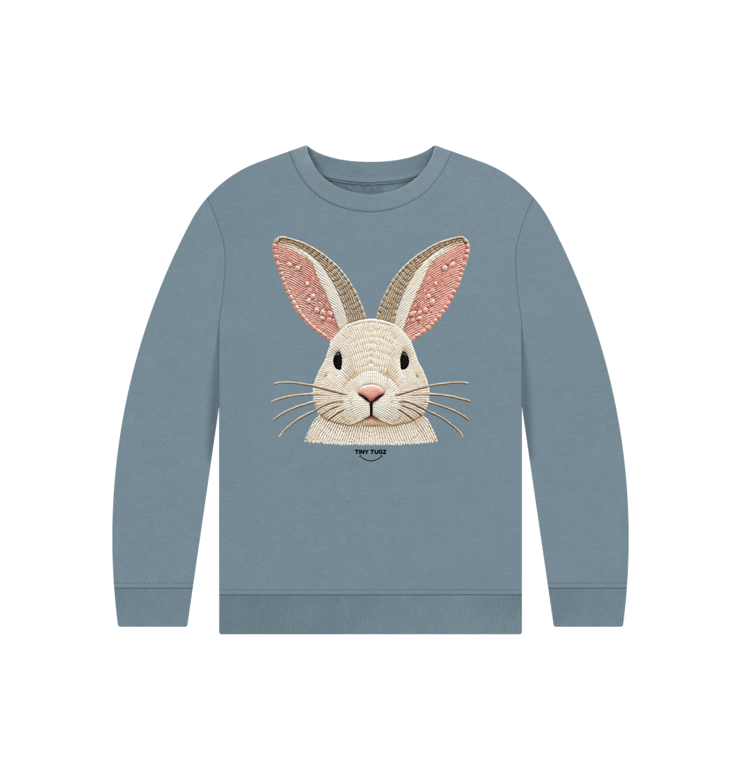 Stone Blue Printed Kids Jumper