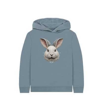 Stone Blue Printed Kids Hoodie
