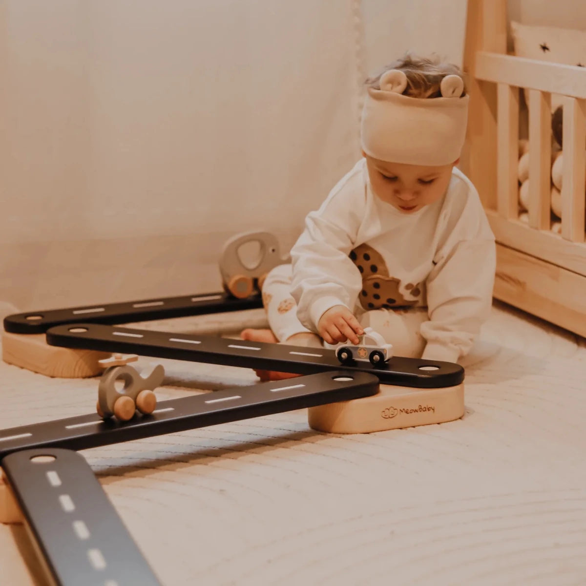 6-Piece Indoor Montessori Wooden Sensory Path for Kids – Balance Beam Learning Set - Tiny Tugz™