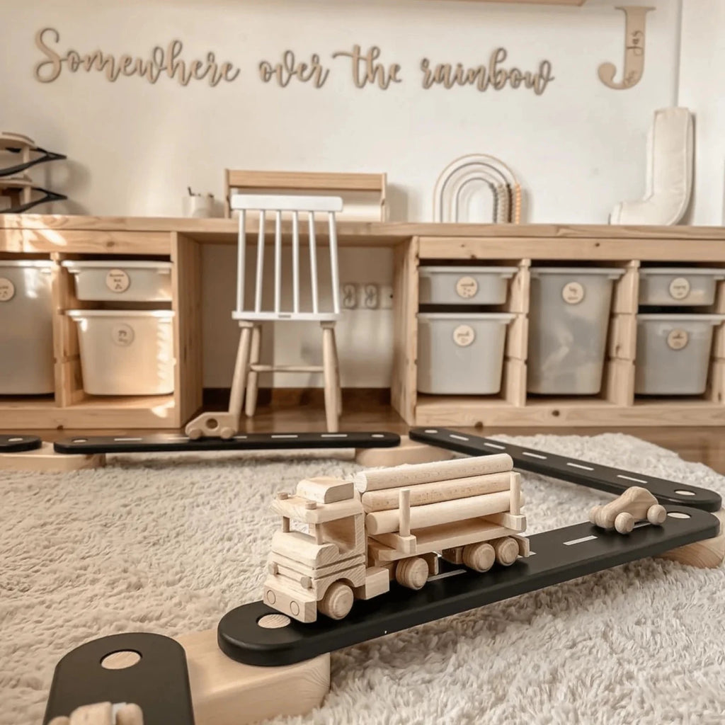 6-Piece Indoor Montessori Wooden Sensory Path for Kids – Balance Beam Learning Set - Tiny Tugz™