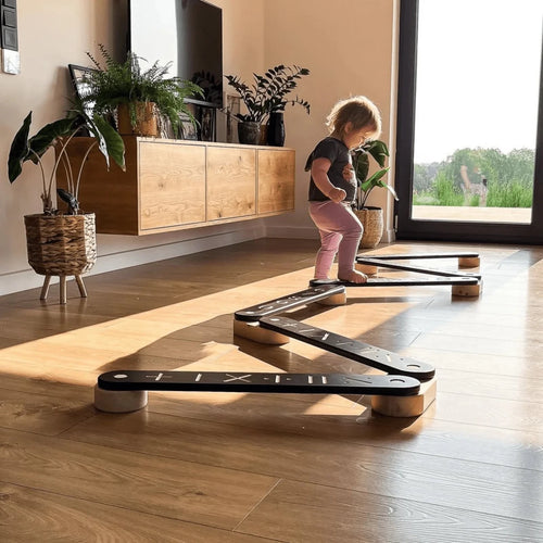 6-Piece Indoor Montessori Wooden Sensory Path for Kids – Balance Beam Learning Set - Tiny Tugz™