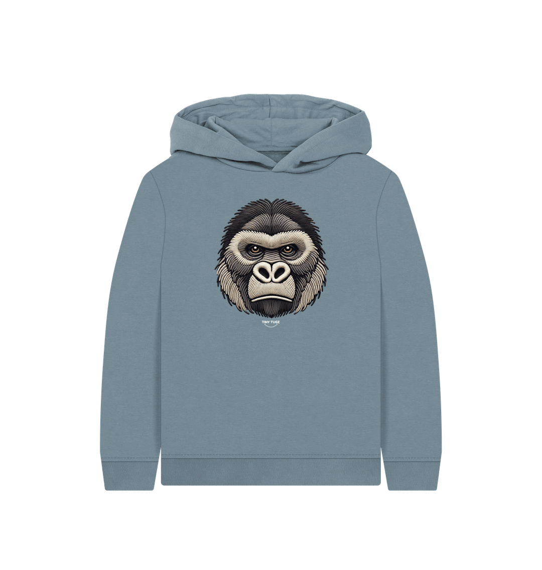 Stone Blue Printed Kids Hoodie