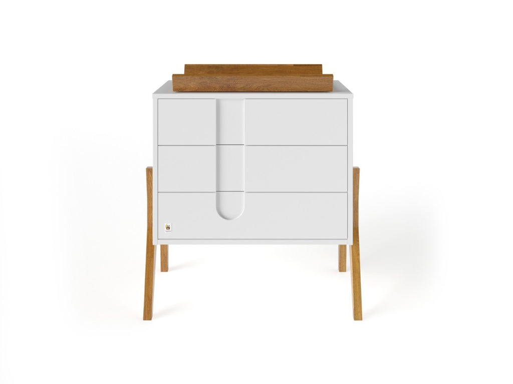 White YappyIcon Solid Oak Changing Top for Nursery Dresser (0–2y)