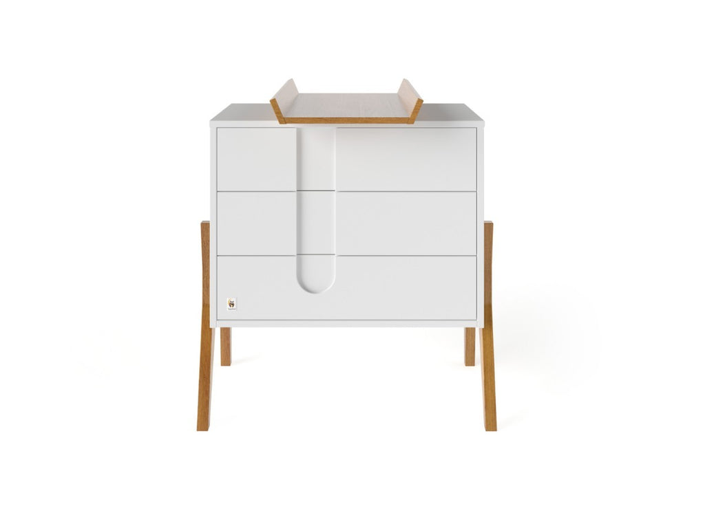 White YappyIcon Solid Oak Changing Top for Nursery Dresser (0–2y)