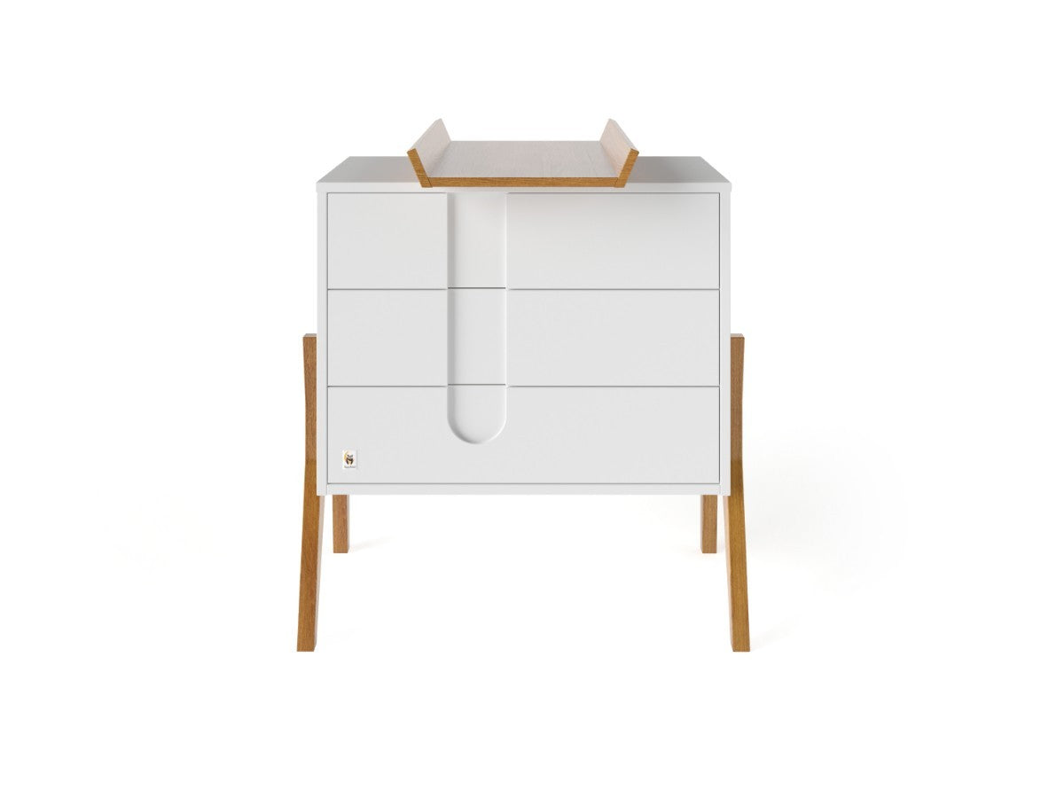 White YappyIcon Solid Oak Changing Top for Nursery Dresser (0–2y)
