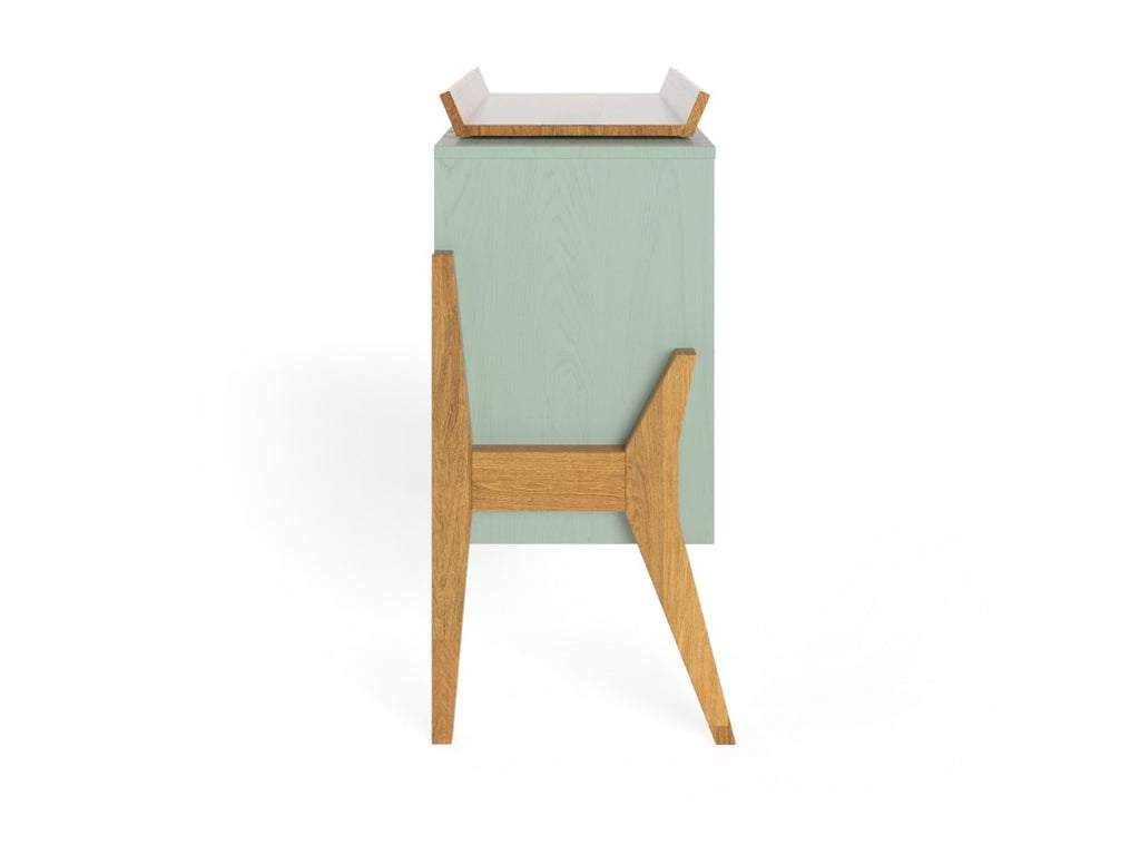 Sage Green YappyIcon Solid Oak Changing Top for Nursery Dresser (0–2y)