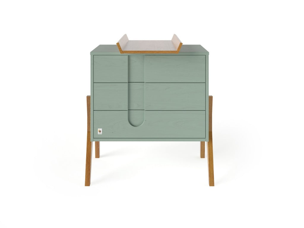Sage Green YappyIcon Solid Oak Changing Top for Nursery Dresser (0–2y)