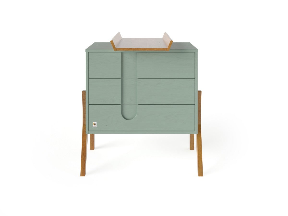 Sage Green YappyIcon Solid Oak Changing Top for Nursery Dresser (0–2y)