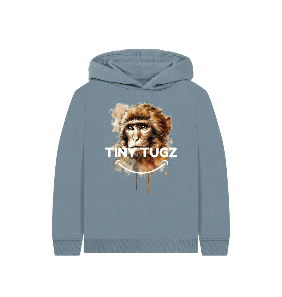 Stone Blue Printed Kids Hoodie