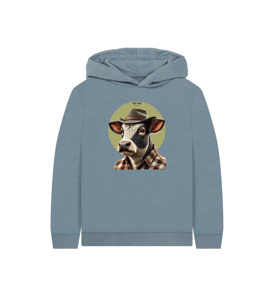 Stone Blue Printed Kids Hoodie