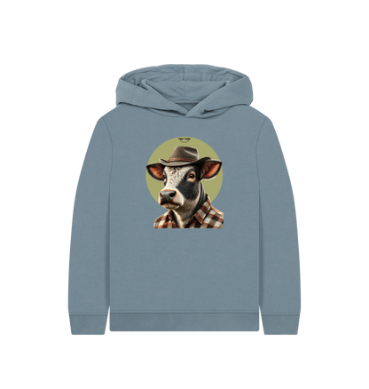 Stone Blue Printed Kids Hoodie