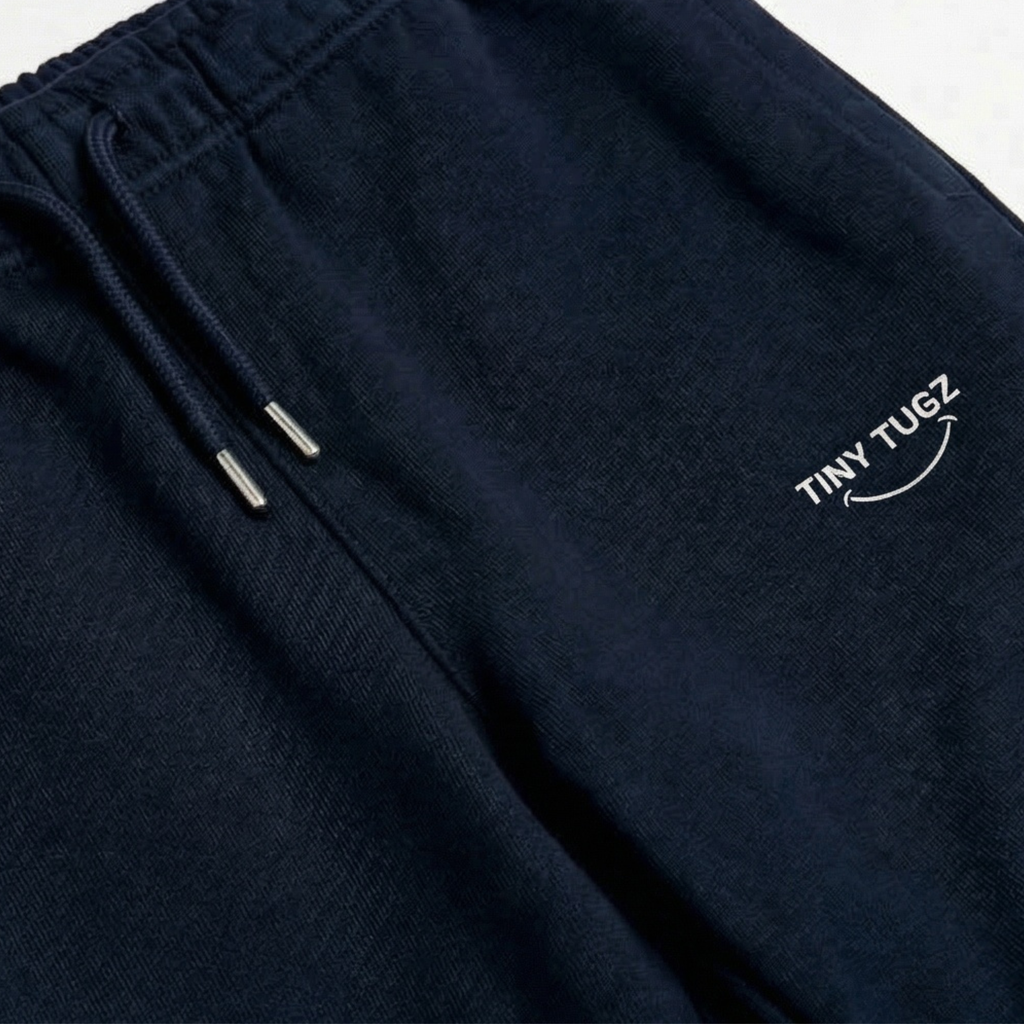 Tiny Tugz™ 100% Organic Cotton Teen Tracksuit – Stripe Logo – Navy