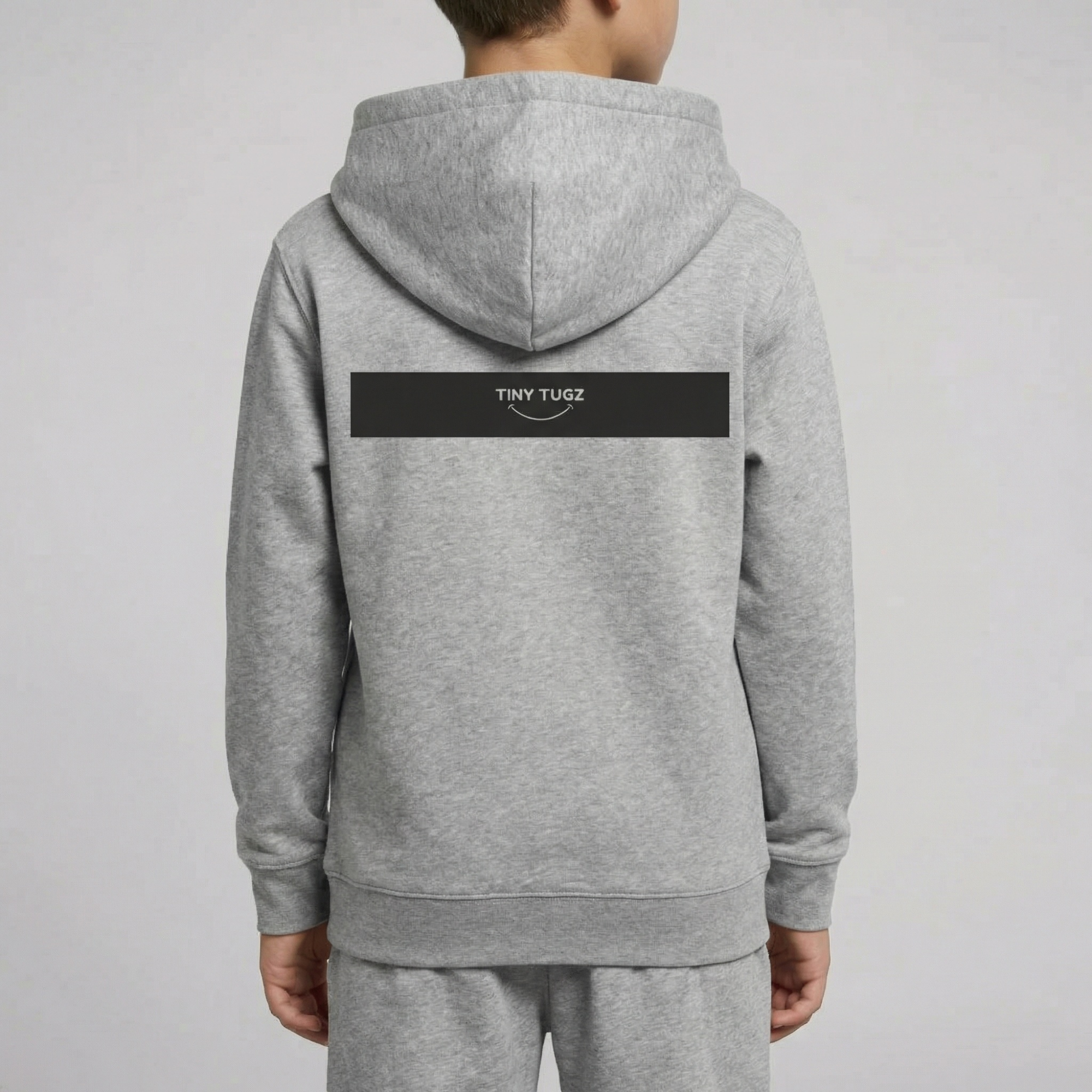 Tiny Tugz™ 100% Organic Cotton Teen Tracksuit – Stripe Logo – Grey