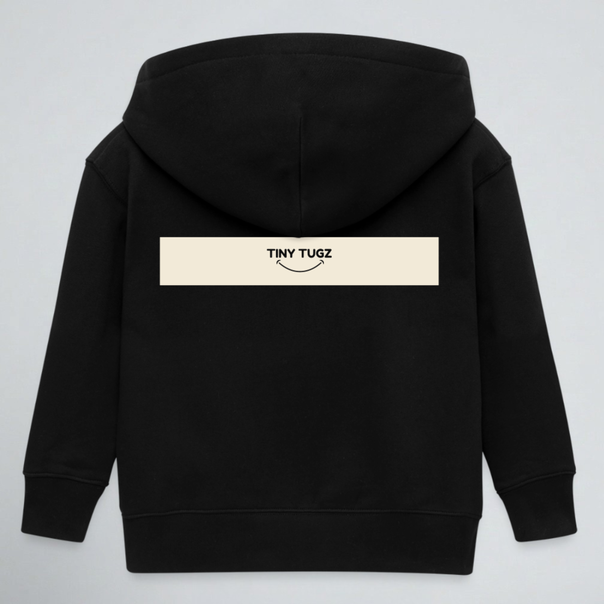 Sweat à capuche zippé en coton 100 % biologique Tiny Tugz™ pour enfants – Logo rayé – Noir
