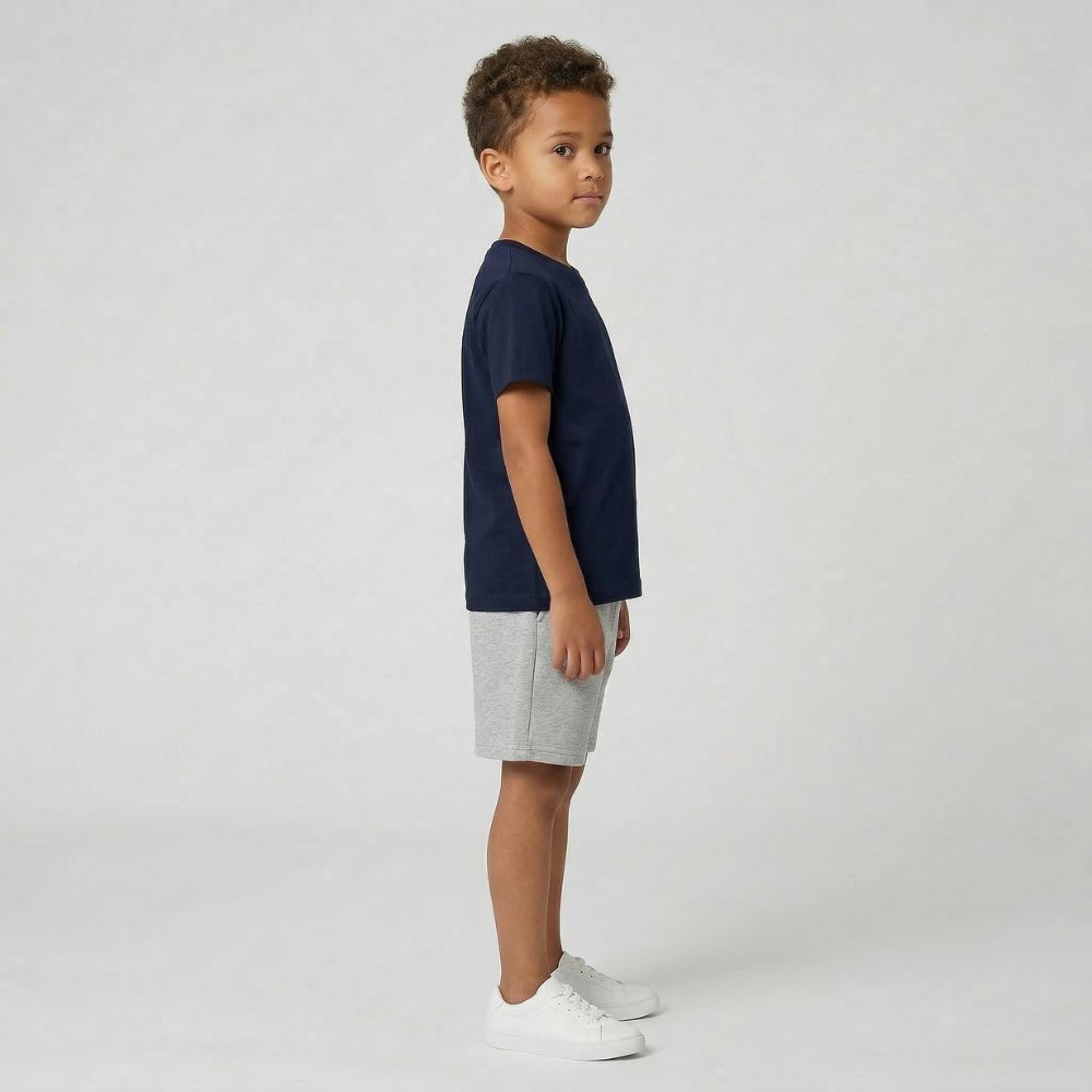 Kids Spring/Summer Organic Cotton Set (Navy T-Shirt + Heather Grey Shorts)