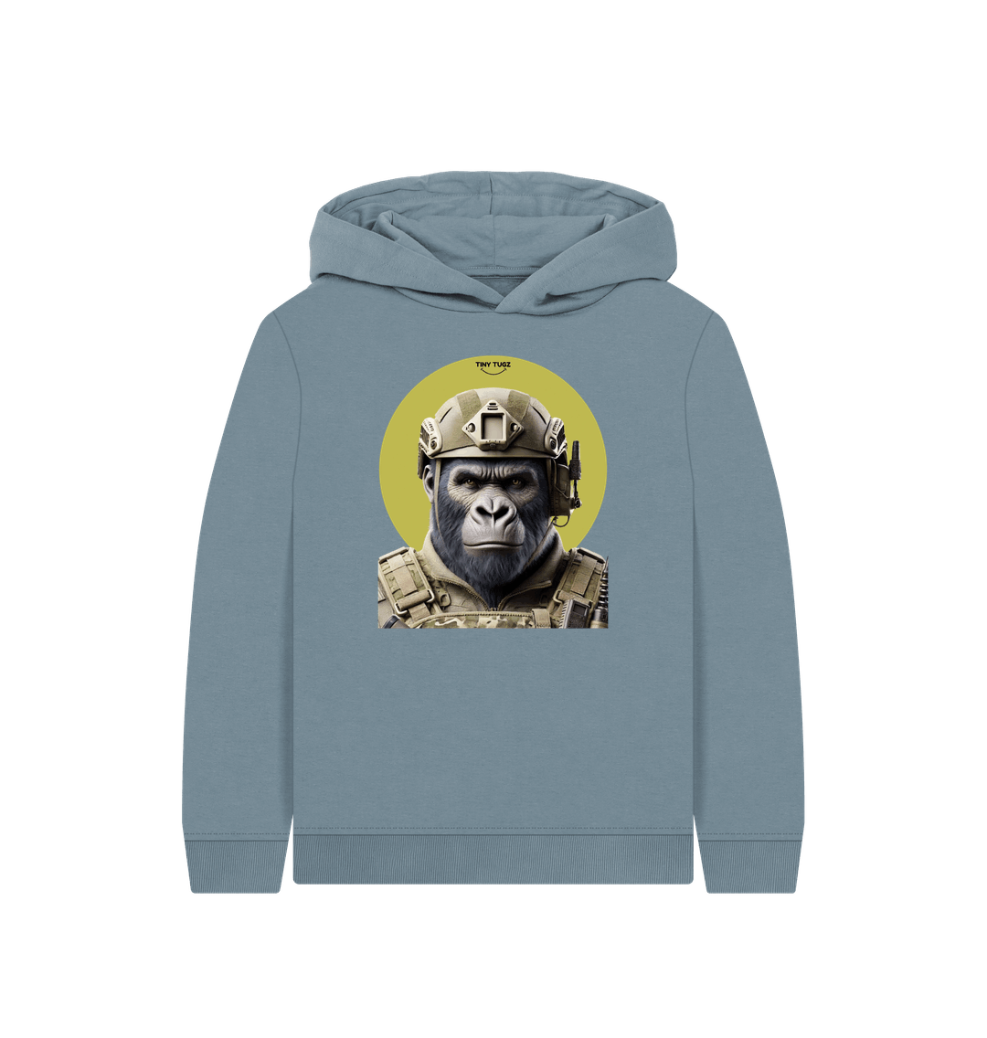 Stone Blue Printed Kids Hoodie