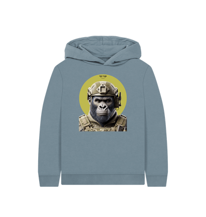 Stone Blue Printed Kids Hoodie