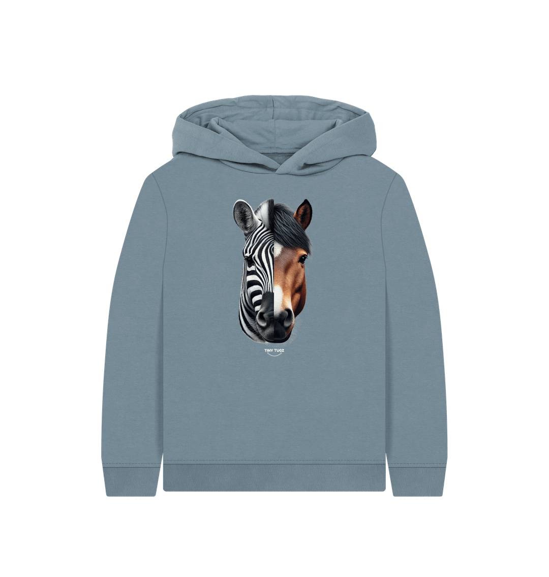 Stone Blue Printed Kids Hoodie