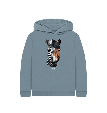 Stone Blue Printed Kids Hoodie