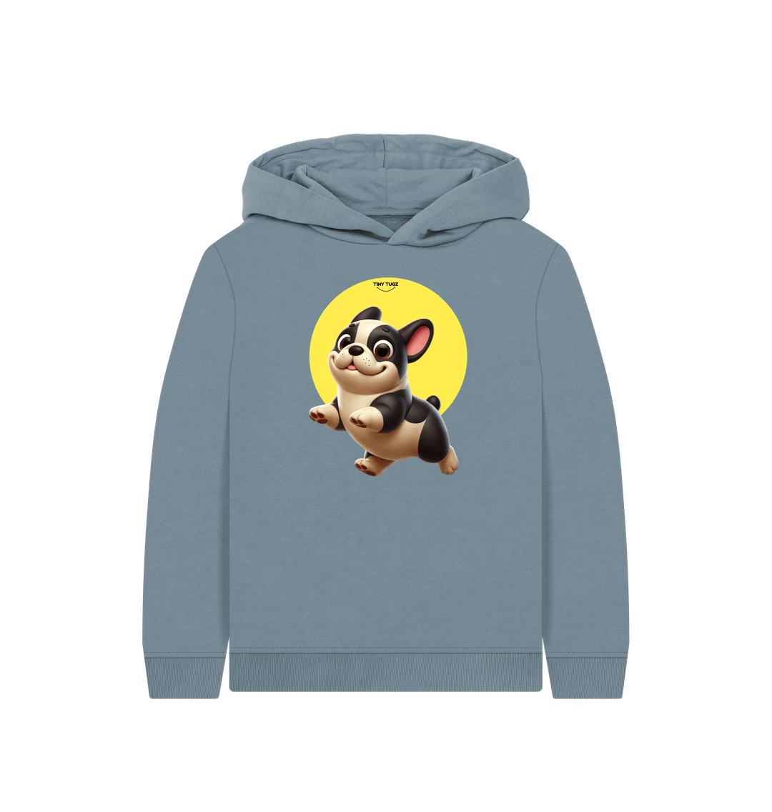Stone Blue Printed Kids Hoodie