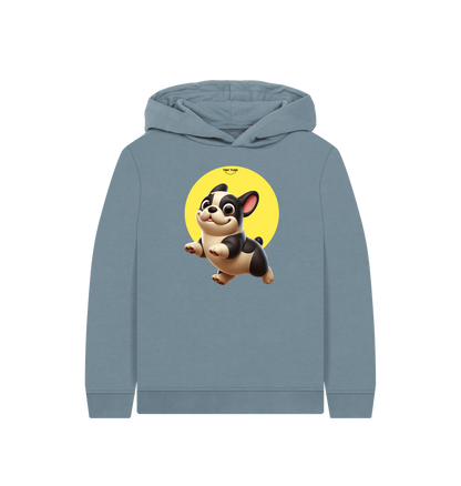 Stone Blue Printed Kids Hoodie