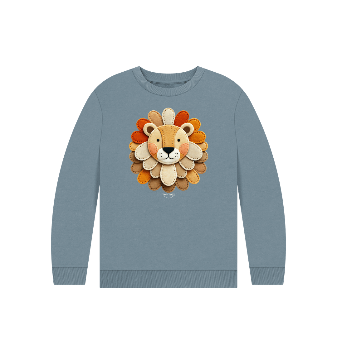 Stone Blue Printed Kids Jumper