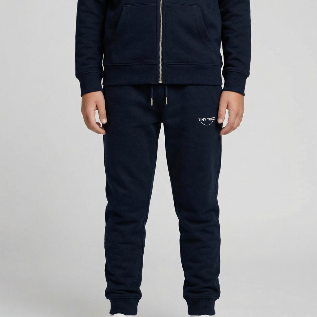 Tiny Tugz™ 100% Organic Cotton Teen Tracksuit – Stripe Logo – Navy