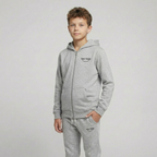 Tiny Tugz™ 100% Organic Cotton Teen Zip Hoodie – Stripe Logo – Grey