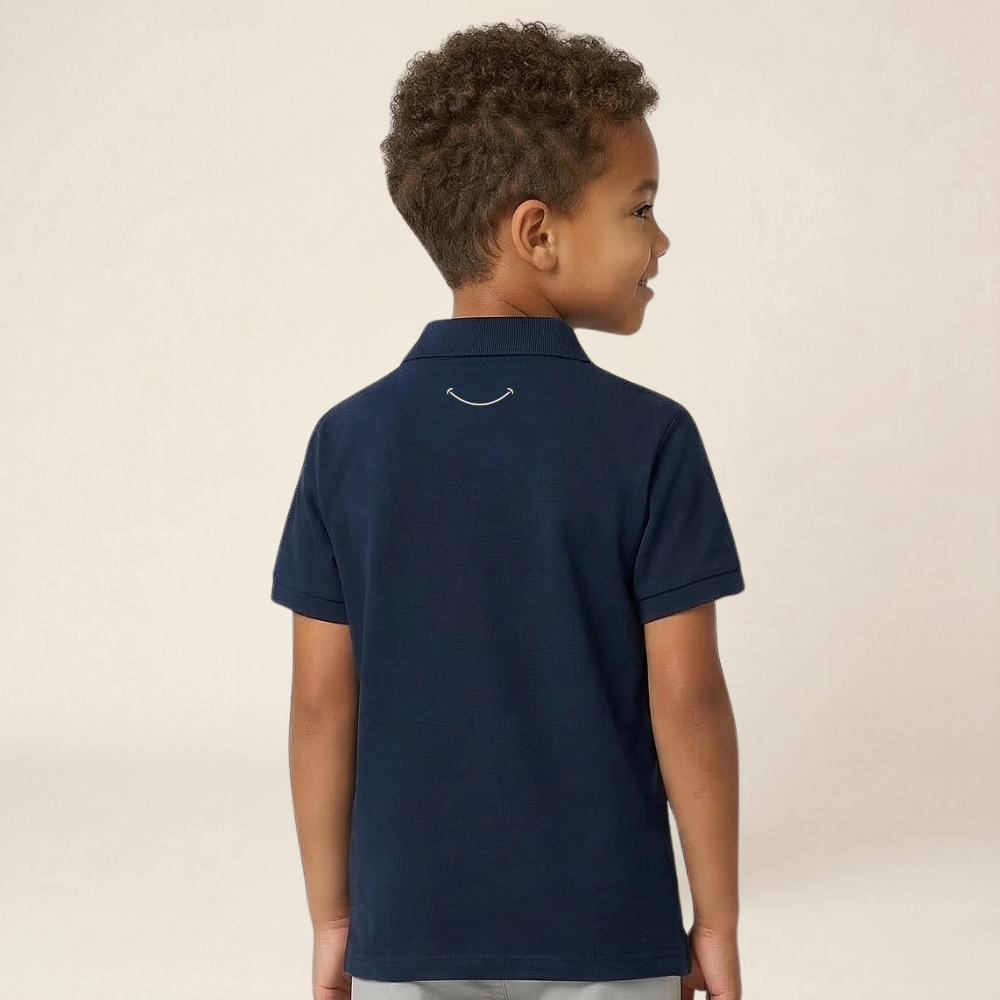 Kids Smart Casual Organic Cotton Set (Navy Polo + Grey Shorts)