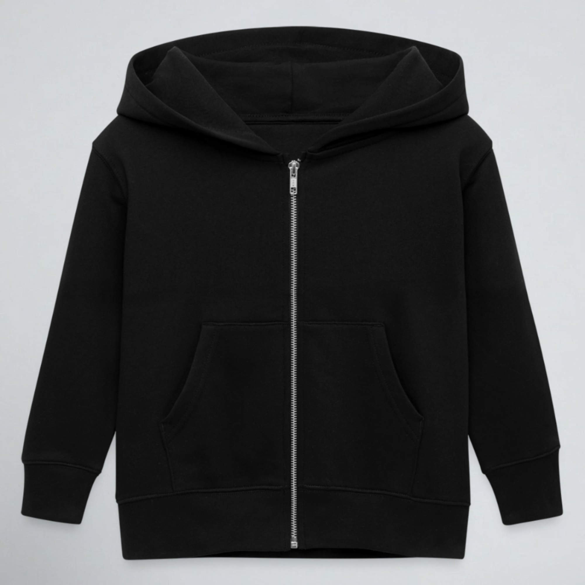 Sweat à capuche zippé en coton 100 % biologique Tiny Tugz™ pour enfants – Logo rayé – Noir
