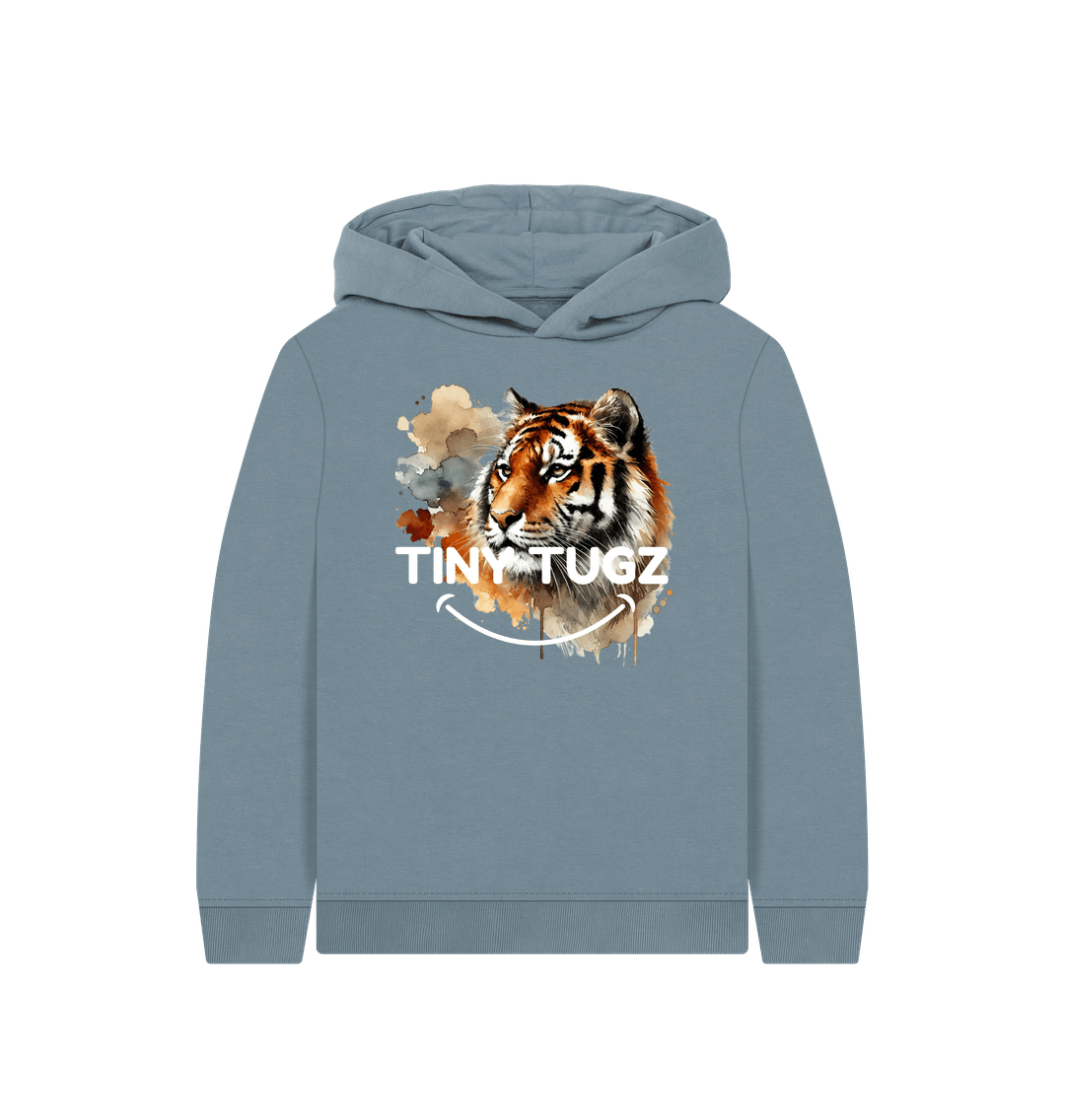 Stone Blue Printed Kids Hoodie