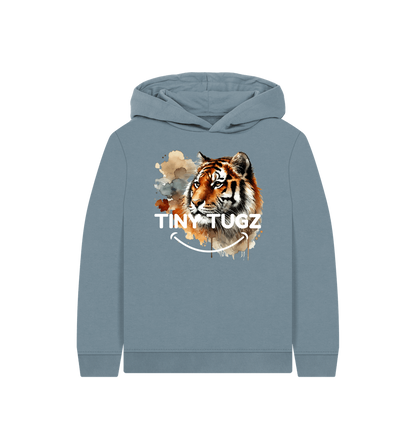 Stone Blue Printed Kids Hoodie