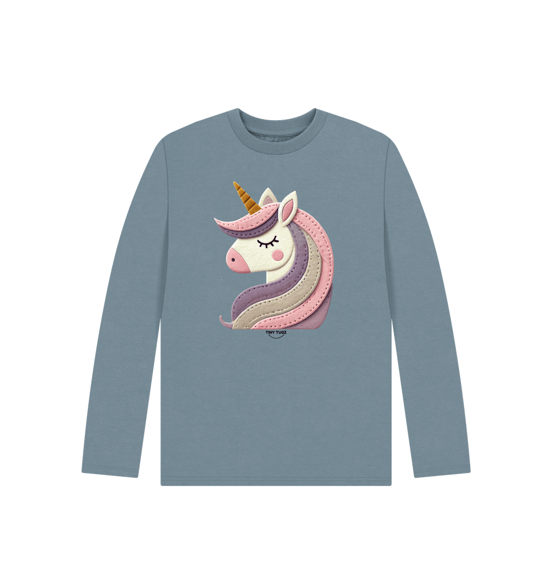 Stone Blue Printed Kids T-Shirt