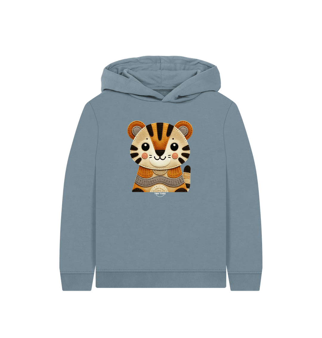 Stone Blue Printed Kids Hoodie