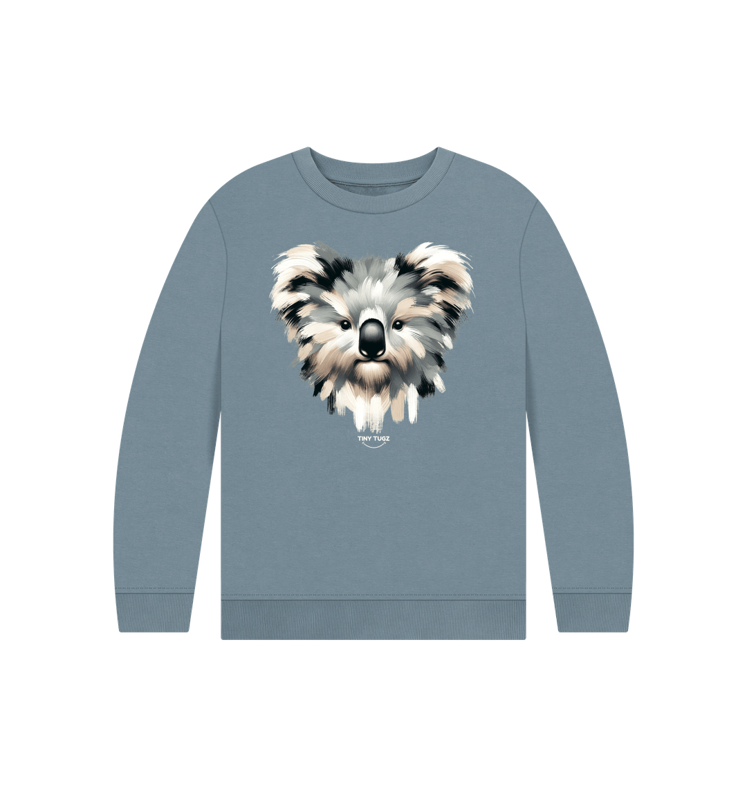 Stone Blue Printed Kids Jumper