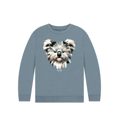 Stone Blue Printed Kids Jumper