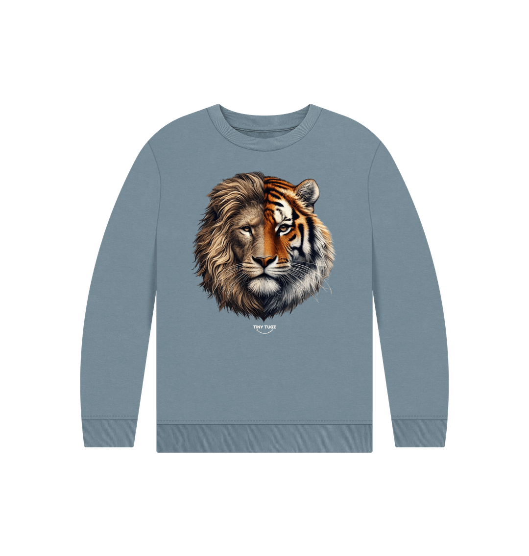Stone Blue Printed Kids Jumper