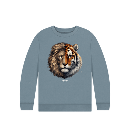 Stone Blue Printed Kids Jumper