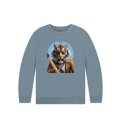 Stone Blue Printed Kids Jumper