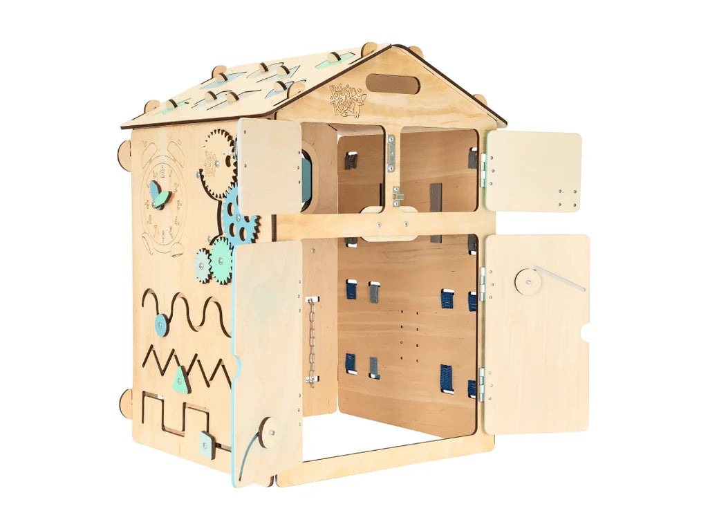 Mint Busy Board House – 6-Panel Montessori Activity Playhouse, Limited Edition