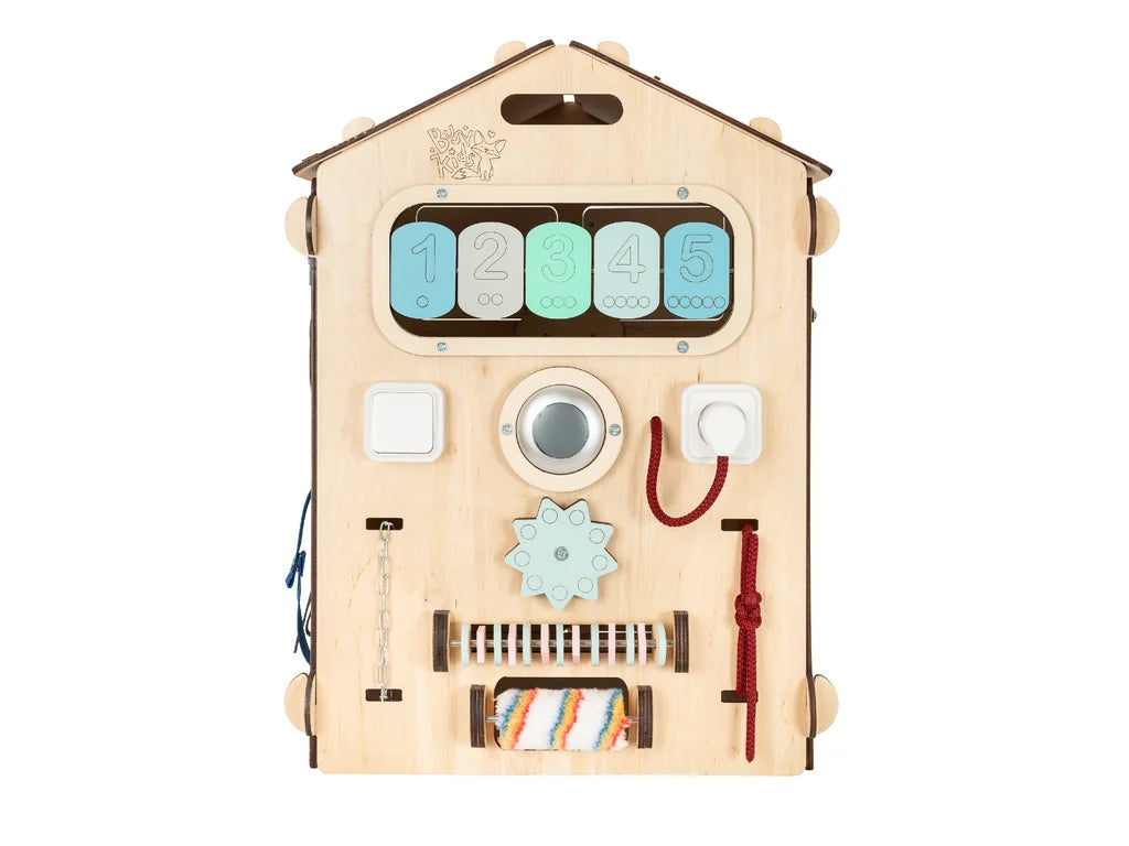 Mint Busy Board House – 6-Panel Montessori Activity Playhouse, Limited Edition