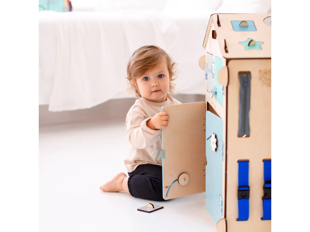 Mint Busy Board House – 6-Panel Montessori Activity Playhouse, Limited Edition