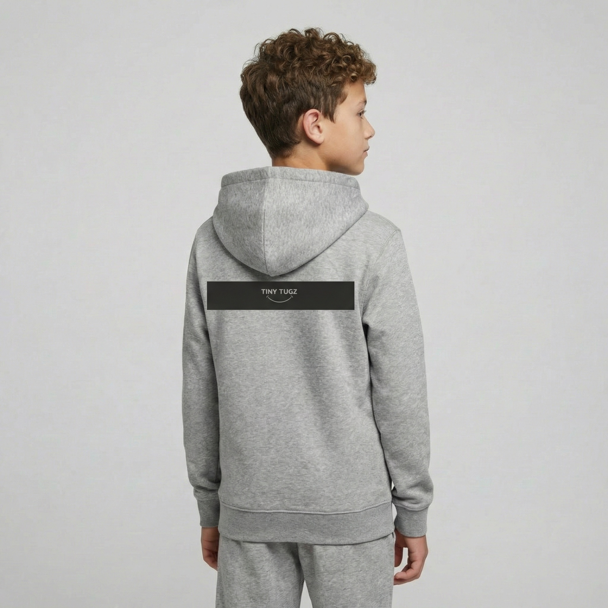 Tiny Tugz™ 100% Organic Cotton Teen Tracksuit – Stripe Logo – Grey