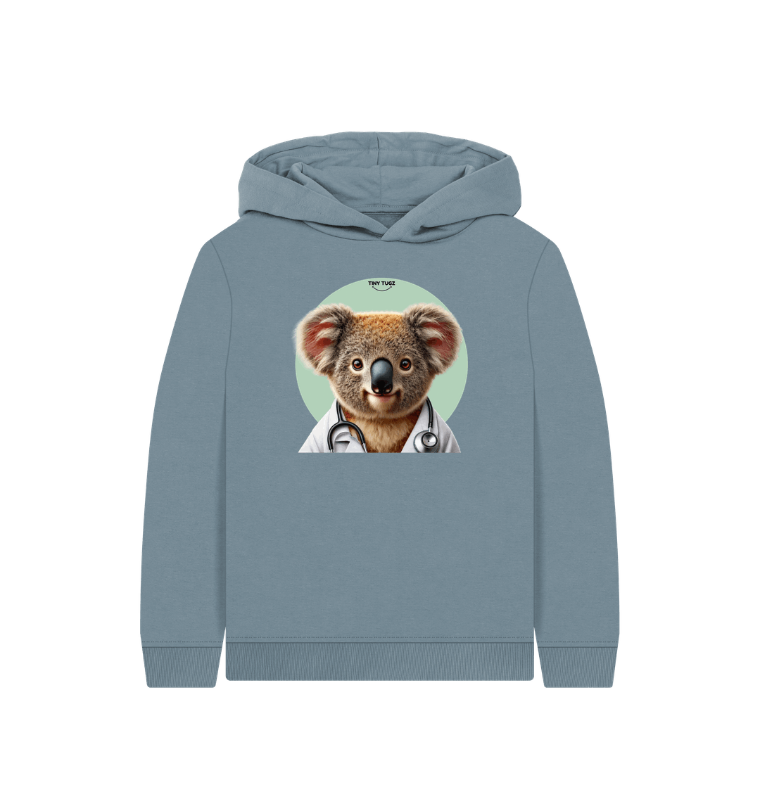 Stone Blue Printed Kids Hoodie
