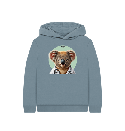 Stone Blue Printed Kids Hoodie