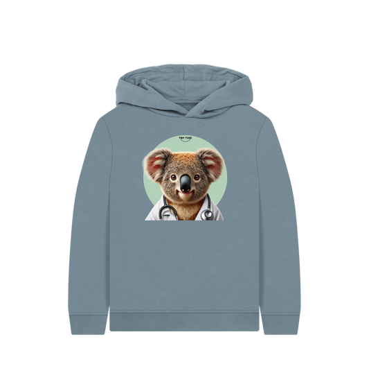 Stone Blue Printed Kids Hoodie